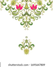 Decorative  corner composition with stylized bellflower flowers, on white background 