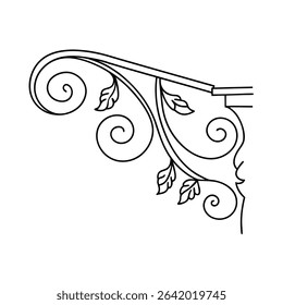 Decorative corner design featuring elegant swirls and leaves in a classic black outline