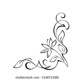 diseño de esquina decorativo con flor estilizada, hojas y rizos. decoración gráfica