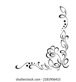 decorative corner design with stylized flower, leaves and curls. graphic decor
