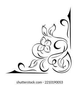 decorative corner design with stylized flower, leaves and curls. graphic decor