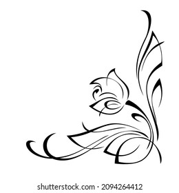 decorative corner design with stylized flowers, leaves and curls. graphic decor