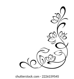 diseño de esquina decorativo con flores estilizadas, hojas y rizos. decoración gráfica