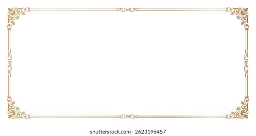 decorative corner element Elegant Gold Ornate Frame border on a white backgrounds for Certificates and Invitations, certificate of completion template, Presentations, User interface ads, collages