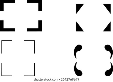 Decorative corner elements, for framing text or visual compositions, frame corners