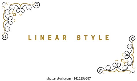 Decorative corner elements. Vintage, vector design elements, invitations, frames, menus, labels and websites. Graphics, vector. In a linear, antique style. On a white background.