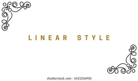 Decorative corner elements. Vintage, vector design elements, invitations, frames, menus, labels and websites. Graphics, vector. In a linear, antique style. On a white background.