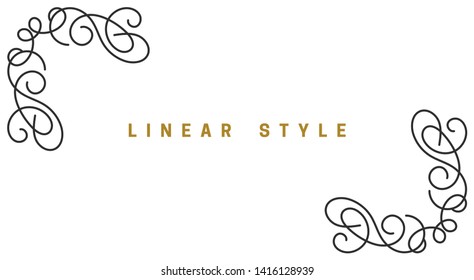 Decorative corner elements. Vintage, vector design elements, invitations, frames, menus, labels and websites. Graphics, vector. In a linear, antique style. On a white background.