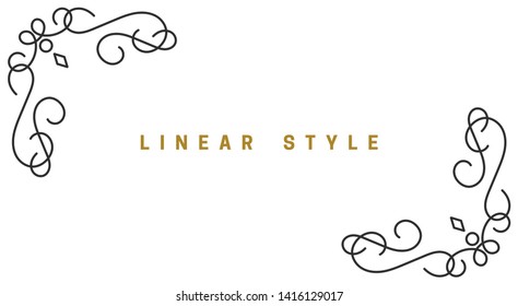 Decorative corner elements. Vintage, vector design elements, invitations, frames, menus, labels and websites. Graphics, vector. In a linear, antique style. On a white background.