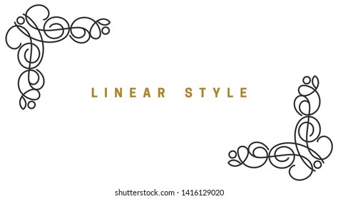 Decorative corner elements. Vintage, vector design elements, invitations, frames, menus, labels and websites. Graphics, vector. In a linear, antique style. On a white background.