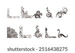 Decorative corner floral ornament.Floral corner design. 
Swirl ornament isolated on white background 
vector illustration. Decorative border with 
curve elements, pattern.