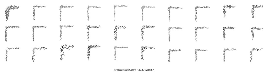 decorative corner frame set, Vector illustration , Floral vector elements, Celtic corners set, vector frame corners, Set of mixed border corners, floral classical decorations,  Element for design. 