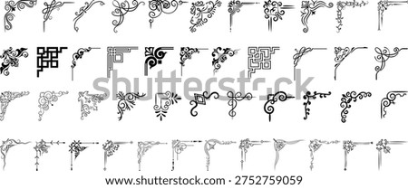 Decorative corner frame set. Vintage corner set. vector frame corners