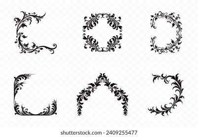 Decorative corner frame Vector set, Set of Ornamental vintage corners and borders
