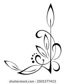 Decorative corner ornament with leaves and vignettes; graphic design