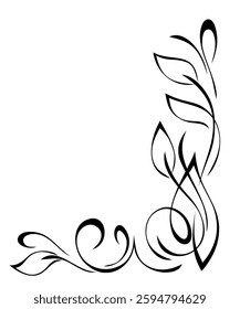 dekoratives Eckornament mit verziertem Muster und stilisierten Blättern; Grafikdesign
