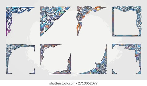Decorative corner ornaments with transparent background
