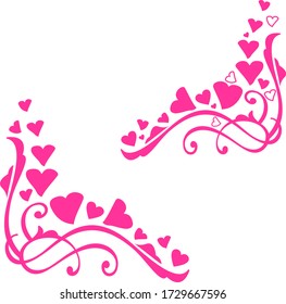 esquina decorativa con corazones rosados