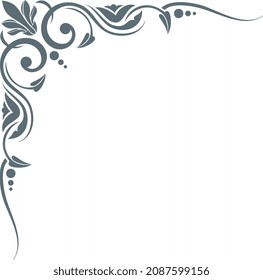 Decorative corner with swirls and vines. Retro style border
