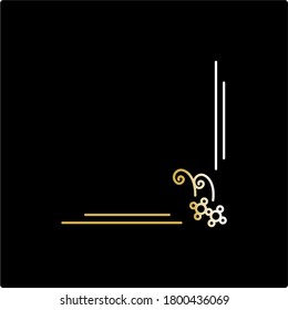 decorative corner vector gold and white icon in outline 