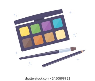 Decorative cosmetics, cute composition of icons. Everything for make up. Vector illustration