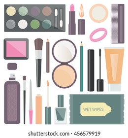 Set Colored Cosmetics Icons Flat Style Stock Vector (Royalty Free ...