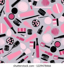 Decorative cosmetics for makeup.Vector  seamless pattern