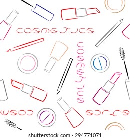 Decorative cosmetics seamless pattern on white background. Beauty products.Vector illustration eps8