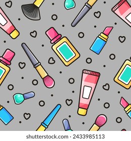 Decorative cosmetics. Vector pattern. Illustration in flat style.