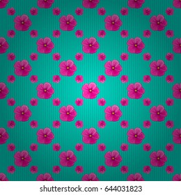 Decorative cosmos flowers repeating pattern. Vector illustration. Abstract elegance seamless pattern with floral motifs on a blue background.