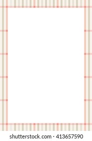 Decorative cosy checkered frame in a4 size with space for your text. Plaid frame. Vector illustration.
