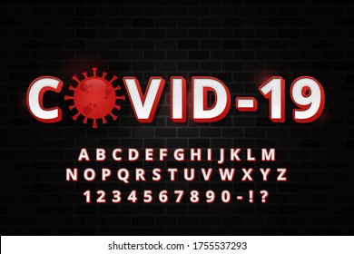 decorative covid-19 Font and Alphabet vector