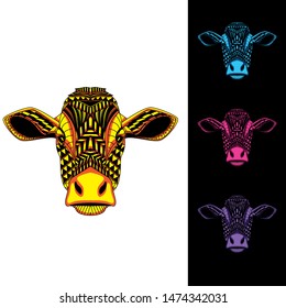 decorative cow glowing from pattern