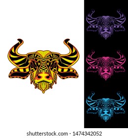 decorative cow glowing from pattern