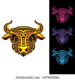 decorative cow glowing from pattern