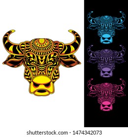 decorative cow glowing from pattern