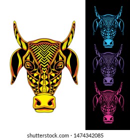 decorative cow glowing from pattern