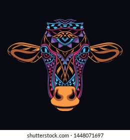 decorative cow head from glow neon color