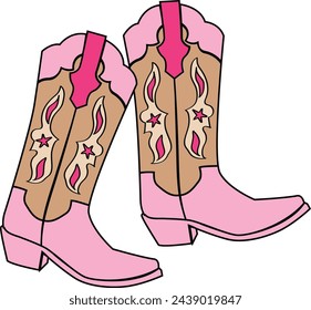 DECORATIVE COWGIRL BOOTS VECTOR DESIGN