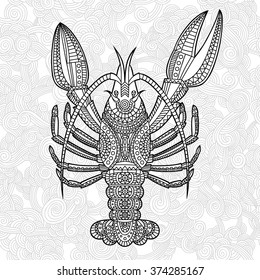 Decorative crayfish. Hand drawn vector illustration.