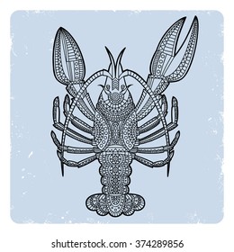 Decorative crayfish. Hand drawn vector illustration.