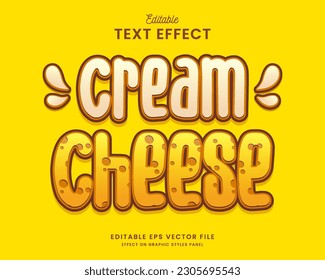 decorative cream cheese editable text effect vector design