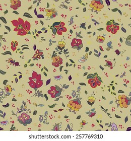 Decorative creative floral boho seamless pattern