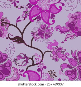 Decorative creative floral boho seamless pattern