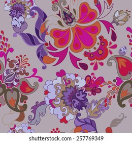 Decorative creative floral boho seamless pattern