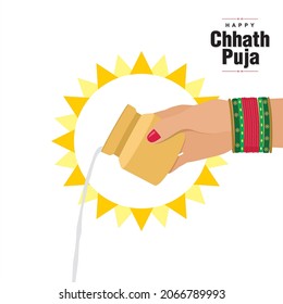 Decorative Creative Template for Chhath Puja Festival. An Indian Festival. Editable Illustration.