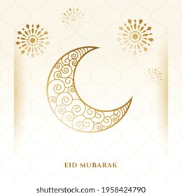 decorative crescent moon eid mubarak card design