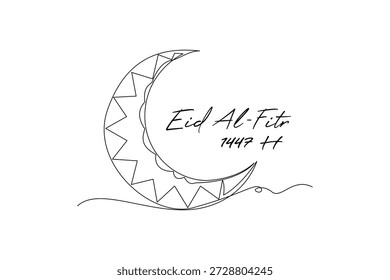 Padrão de Crescente Decorativo. Idul Fitri 1447 Conceito. Design de desenho de linha única Vídeo 4k. Ilustração gráfica de filmagem