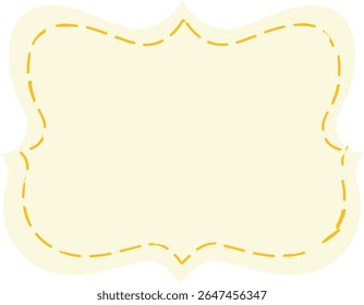 Quadro decorativo estilo crista com pontos de coroa tracejados amarelos, ótimo para rótulos clássicos, convites, certificados ou elementos de design formal.