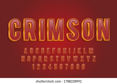 decorative crimson Font and Alphabet